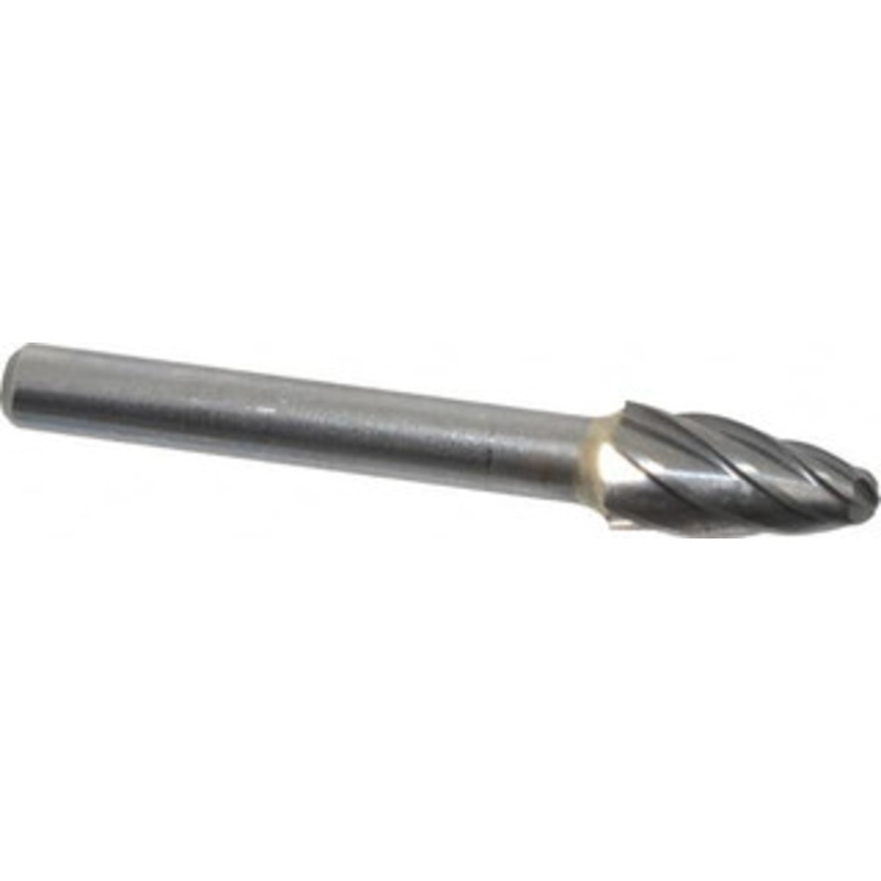 SGSPRO 3/8 Cut Diam, 1/4 Shank Diam, Carbide Single Cut Tree Burr with Radius Radius End, 2-1/2 OAL, 3/4 LOC 19060 – 05293899