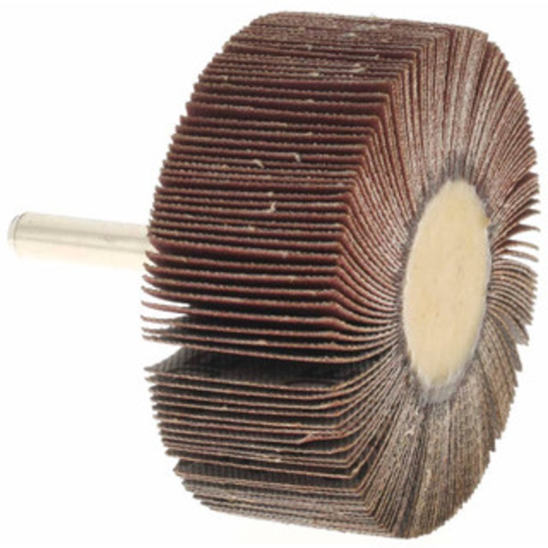 Value Collection 2-1/2 Diam x 1 Face Width, Very Fine Aluminum Oxide Coated Mounted Flap Wheel 1/4 Shank Mount, 180 Grit, 25,000 Max RPM BD3276 – 64706047