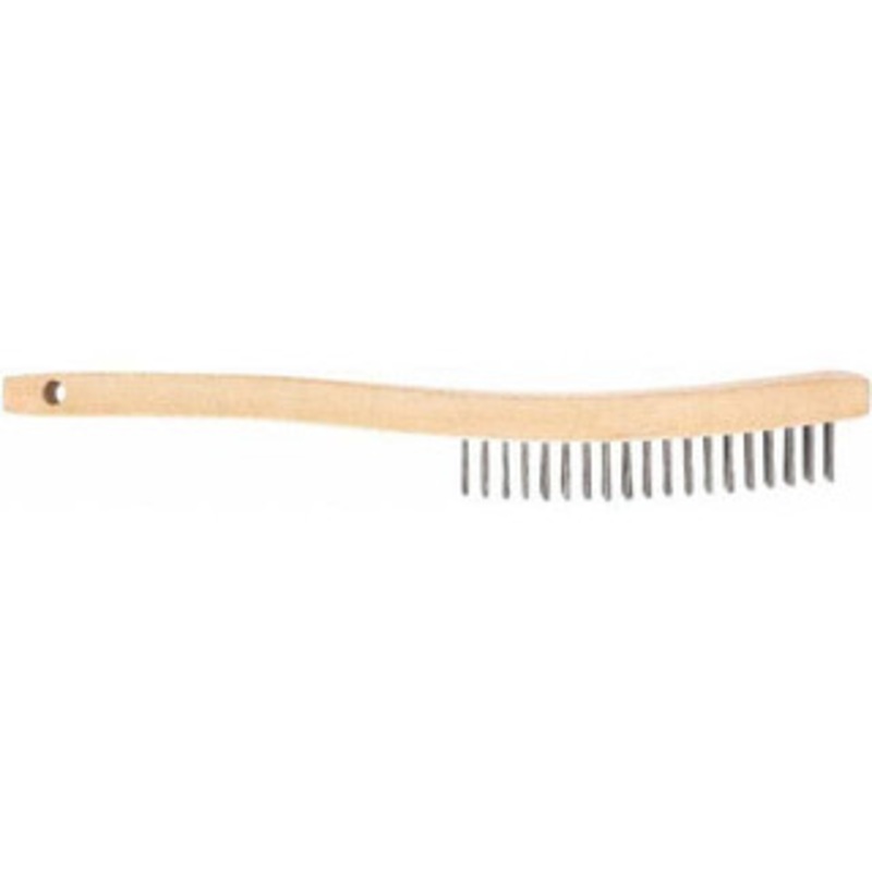 DeWALT 19 Rows x 3 Columns Steel Scratch Brush 13-11/16 OAL, 1-1/8 Trim Length, Wood Curved Handle DW49703 – 42195149