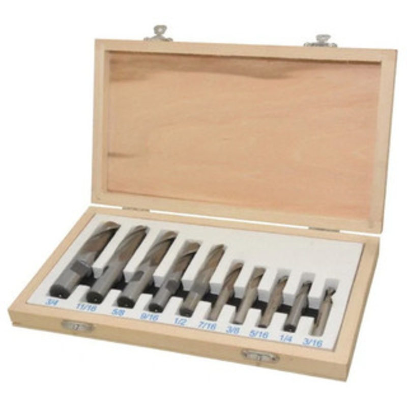 Interstate Single End Mill Set, HSS Uncoated, 10 pcs, Centercutting, 3/16 – 3/4, 2 Flutes – 71-525-0