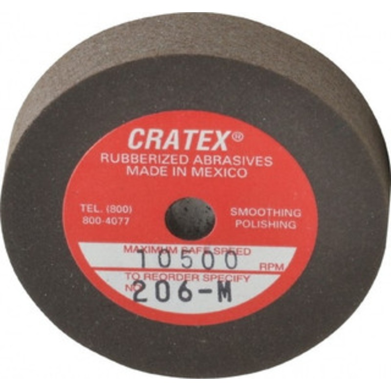 Cratex 2 Diam x 1/4 Hole x 3/8 Thick, Surface Grinding Wheel Silicon Carbide, Medium Grade, 10,500 Max RPM, Rubber Bond, No Recess 206M – 05086426