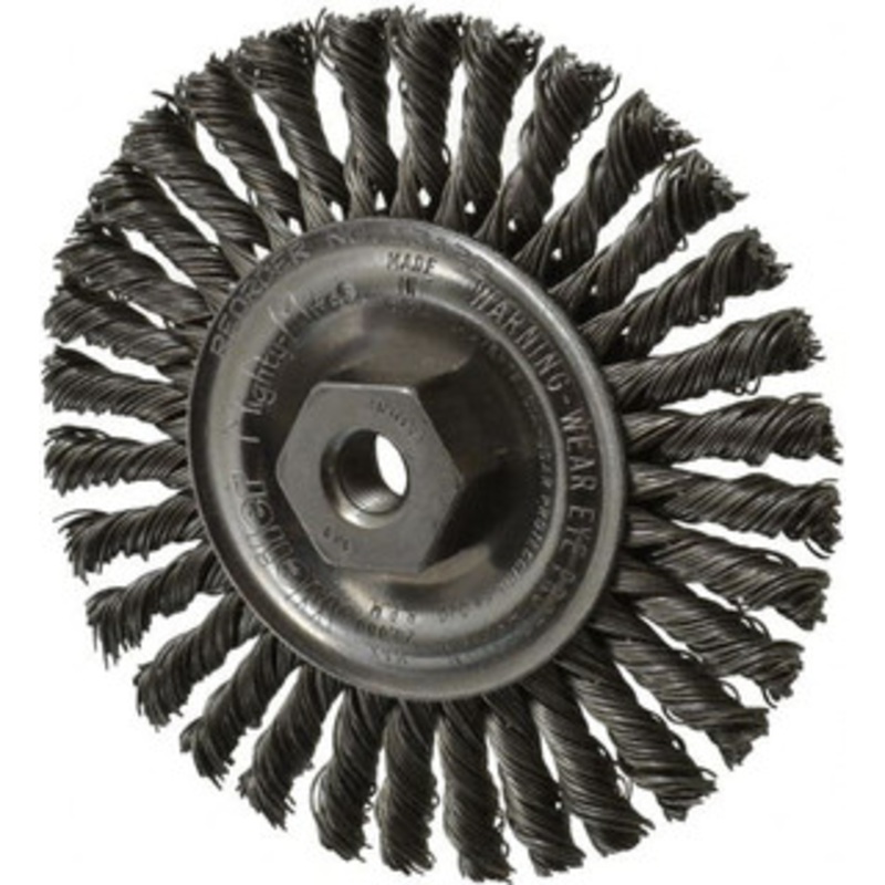 Weiler Abrasives 4 OD, 3/8-24 Arbor Hole, Knotted Steel Wheel Brush 3/16 Face Width, 7/8 Trim Length, 0.02 Filament Diam, 20,000 RPM 94651 – 03597267
