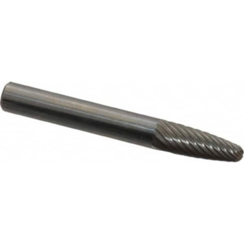 Atrax 1/4 Cut Diam, 1/4 Shank Diam, Carbide Single Cut Tree Burr with Radius Radius End, 2 OAL, 5/8 LOC SF-1SC-ATX – 85286367