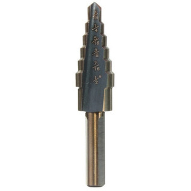 Precise 3/16-1/2 x 1/16 Hole Range, High Speed Steel Step Drill w/6 Steps – 5000-0014