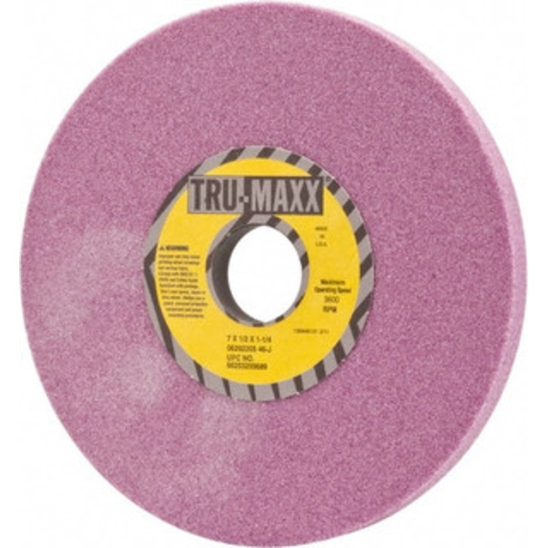 Tru-Maxx 7 Diam x 1-1/4 Hole x 1/2 Thick, J Hardness, 46 Grit Surface Grinding Wheel Aluminum Oxide, Type 1, Coarse Grade, 3,600 Max RPM, Vitrified Bond, No Recess 66253255689 – 06292205