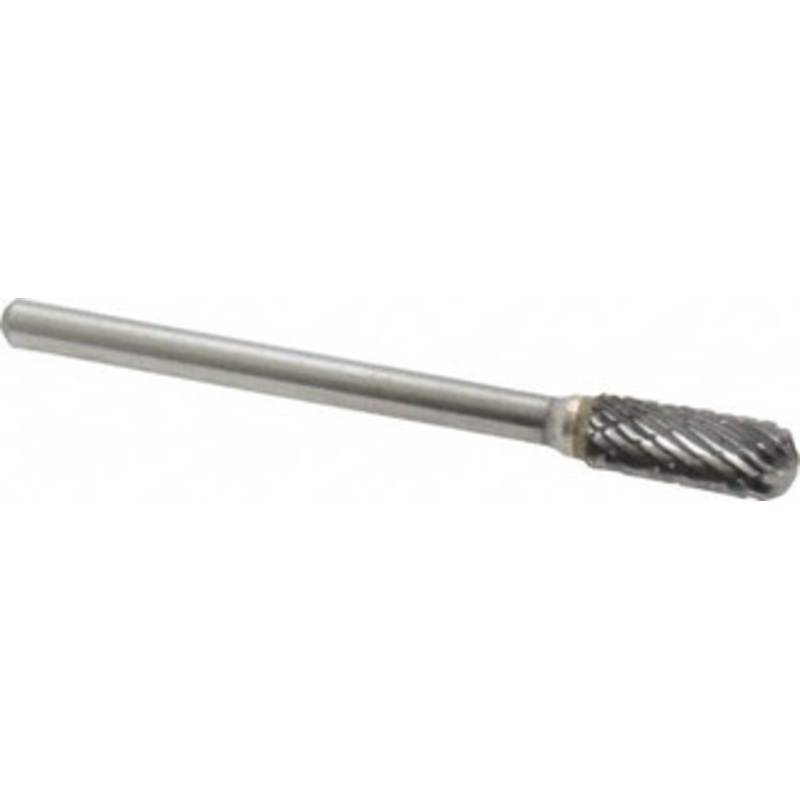 Atrax 3/16 Cut Diam, 1/8 Shank Diam, Carbide Double Cut Cylinder Burr with Radius Radius End, 1-1/2 OAL, 1/2 LOC SC-53DC-ATX – 85282168