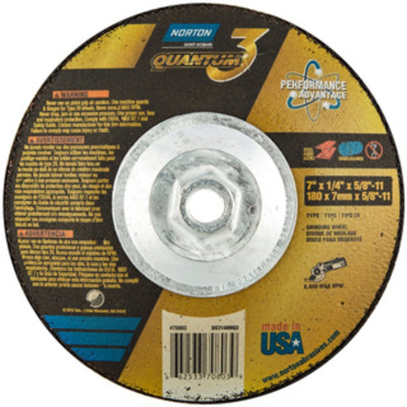 Norton 7 Wheel Diam, 1/4 Wheel Thickness, Type 28 Depressed Center Wheel Coarse Grade, Ceramic, Resinoid Bond 66253370803 – 44371953