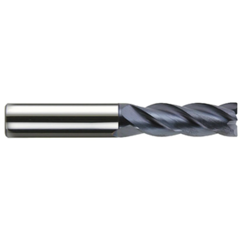 Rushmore USA 4 Flute Variable Helix Solid Carbide nACo Coated Single End Mill, 1/4 Size & Shank Diameter, 3/4 Length of Cut, .020 Radius, 2-1/2 Overall Length