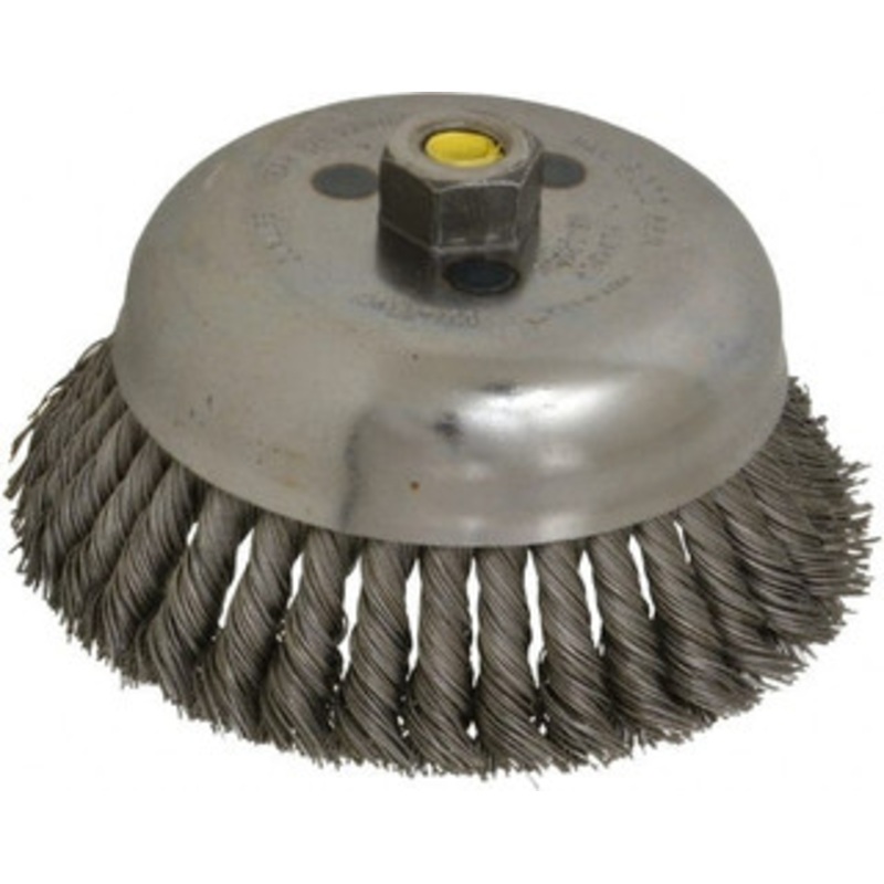 Weiler Abrasives 6 Diam 5/8-11 Threaded Arbor Steel Fill Cup Brush Knotted Wire, 0.023 Wire Diam, 1-5/8 Trim, 6,000 Max RPM 94707 – 03598075
