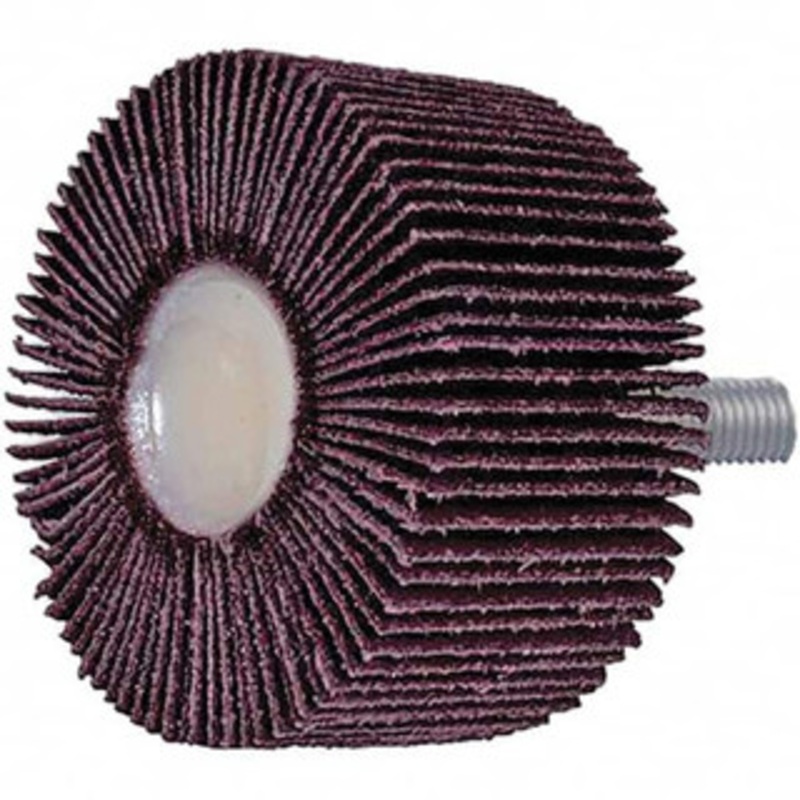 3M 2 Diam x 1 Face Width, Coarse Aluminum Oxide Coated Mounted Flap Wheel 1/4-20 Threaded Mount, 40 Grit, X Weighted Cloth Backing, 20,000 Max RPM 7010360557 – 09289059