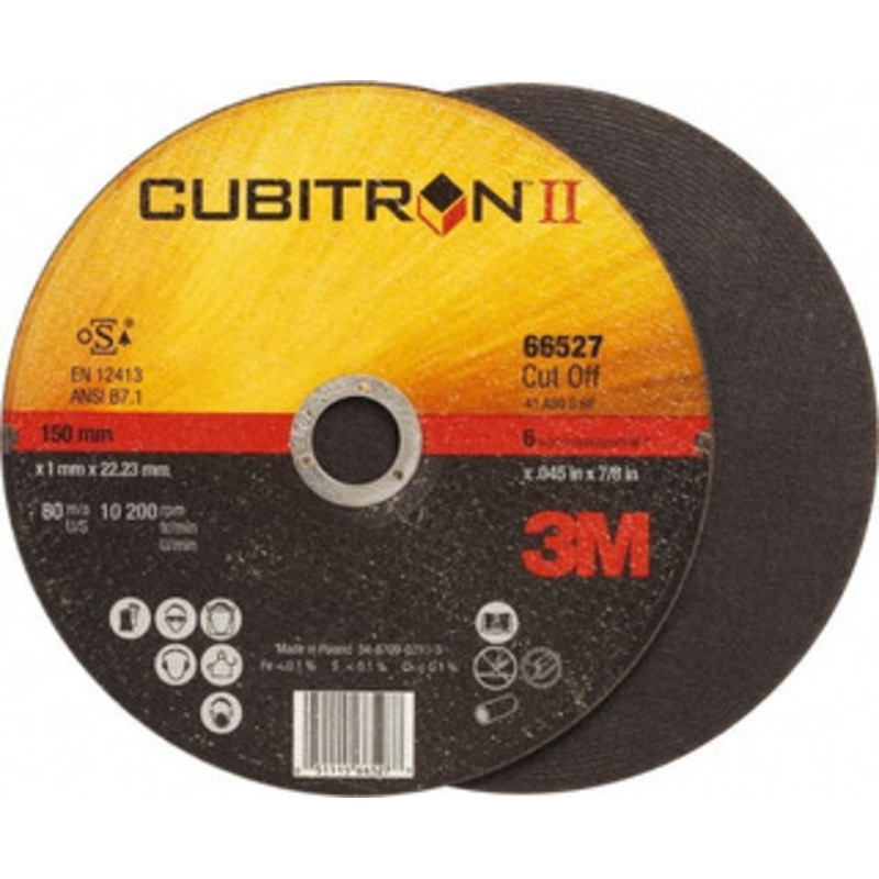 3M 6 x 0.045, 7/8 Hole 60 Grit Ceramic Cutoff Wheel Reinforced, 10,200 Max RPM, Use with Angle Grinders 7100098146 – 81680308