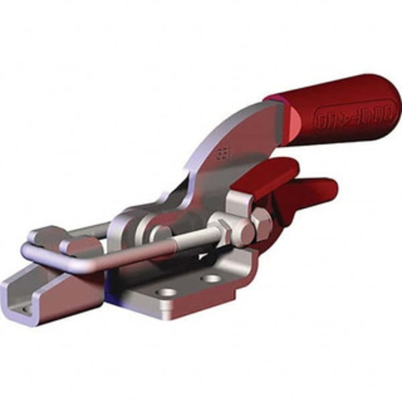 Destaco 719 Lb Capacity, Horizontal, U Hook, Flanged Base, Carbon Steel Pull Action Latch Clamp 1-3/4 Drawing Movement, 10-17/32 OAL, Threaded U Hook, Straight Handle 331-R-M-100 – 80497142