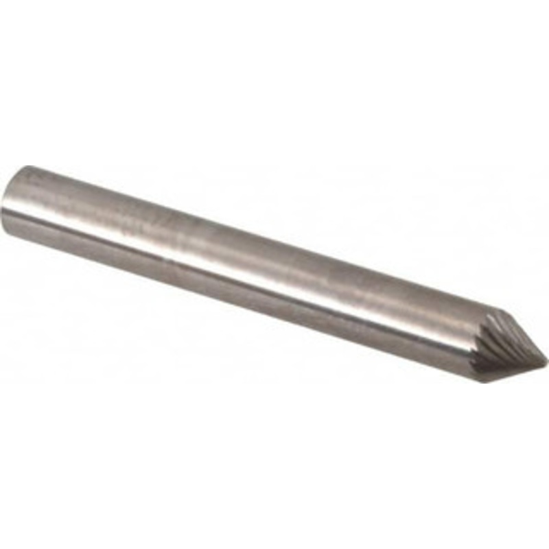 SGSPRO 1/4 Cut Diam, 1/4 Shank Diam, 60 Carbide Single Cut Cone Burr Point End, 2 OAL, 3/16 LOC 14675 – 05290879