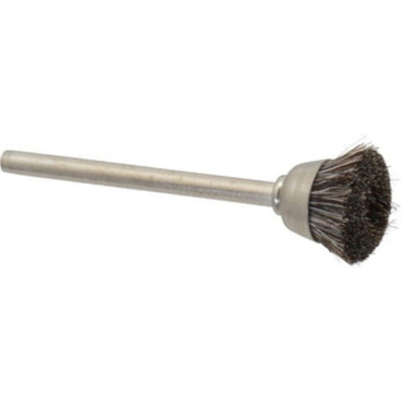 Weiler Abrasives 9/16 Diam 1/8 Shank Hair Fill Cup Brush Straight Wire, 0.003 Wire Diam, 1/4 Trim, 37,000 Max RPM 98439 – 75852301