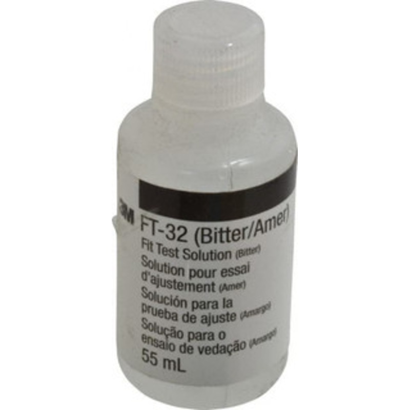 3M Respiratory Fit Testing Accessories, Type: Solution/Bitter, Solution Type: Fit Test Solution, Container Type: Bottle, Container Capacity (mL): 55.00, Description: Fit Test Solution Bitter (55ml bottle), PSC Code: 4240 7100004634 – 06418628