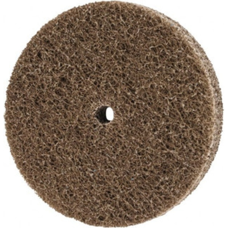 Merit Abrasives 3 Diam, 1/2 Face Width, 1/4 Center Hole, Fine Grade, Aluminum Oxide Deburring Wheel Unitized, Soft Density 2 Grade, 18,000 RPM 66254420288 – 84525245