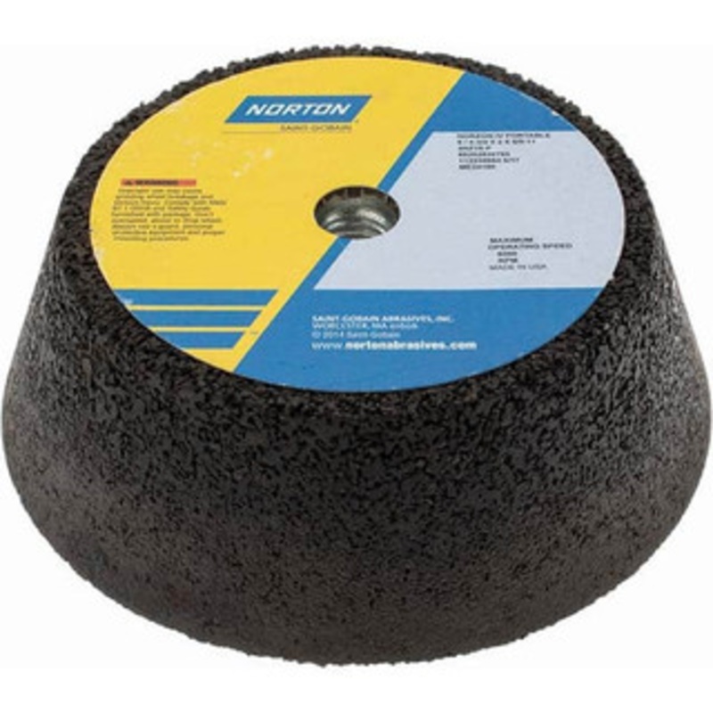 Norton 6 Diam, 2 Overall Thickness, 16 Grit, Type 11 Tool & Cutter Grinding Wheel Very Coarse Grade, Zirconia Alumina, P Hardness, 6,000 RPM 66252830765 – 04502589