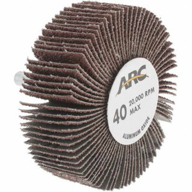 Value Collection 3 Diam x 1 Face Width, Coarse Aluminum Oxide Coated Mounted Flap Wheel 1/4 Shank Mount, 40 Grit, X Weighted Cloth Backing, 11,800 Max RPM 11388 – 92293646