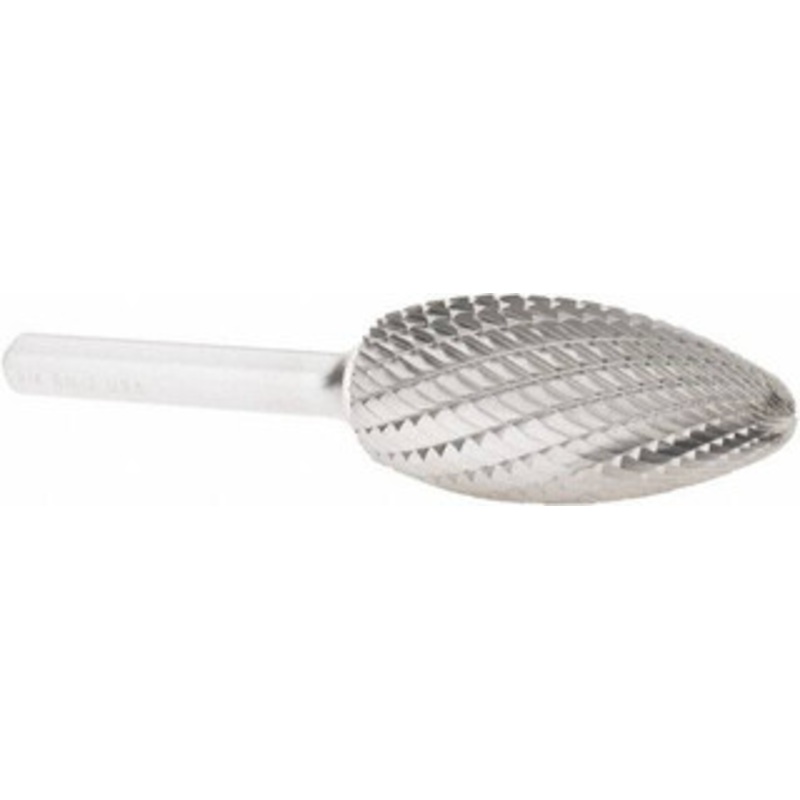 Atrax 3/4 Cut Diam, 1/4 Shank Diam, Carbide Double Cut Flame Burr Radius End, 3-3/8 OAL, 1-5/8 LOC SH-7DC-ATX – 85288264