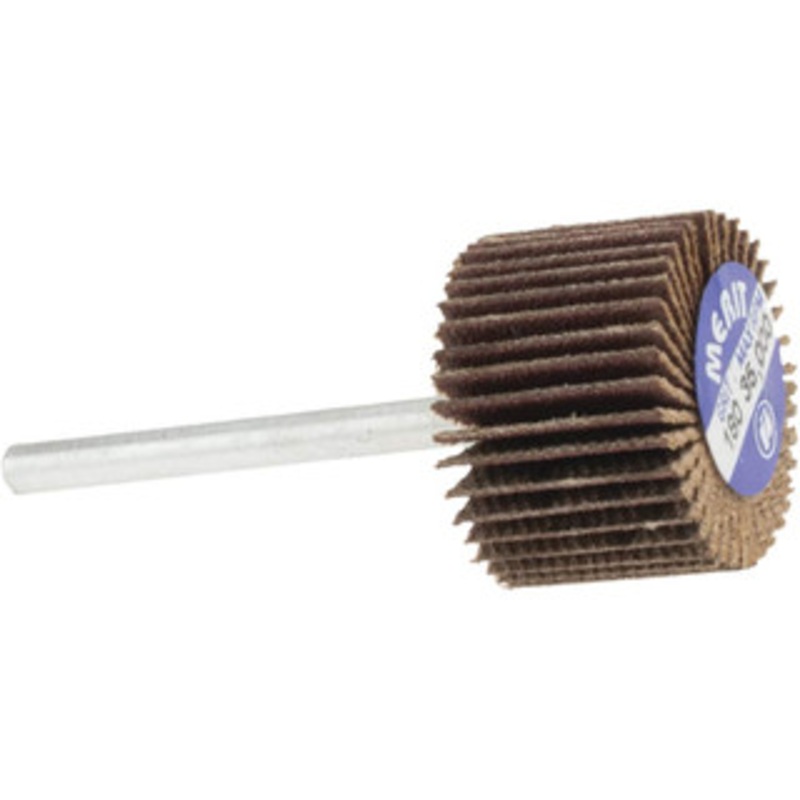 Merit Abrasives 3/4 Diam x 1/2 Face Width, Very Fine Aluminum Oxide Coated Mounted Flap Wheel 1/8 Shank Mount, 180 Grit, Cloth Backing, 35,000 Max RPM 08834137573 – 84400811