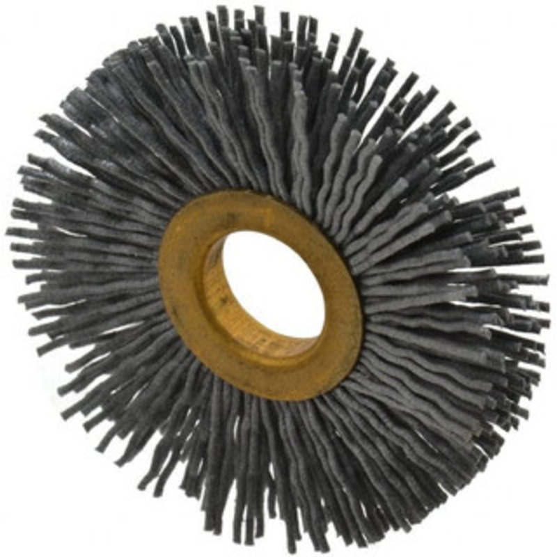 Osborn 2-1/2 OD, 5/8 Arbor Hole, Crimped Nylon Wheel Brush 3/8 Face Width, 11/16 Trim Length, 15,000 RPM 0001140700 – 06081764