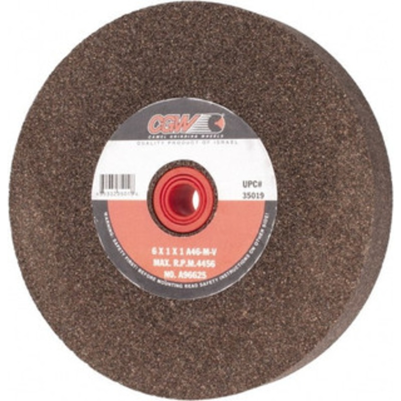 CGW Abrasives 46 Grit Aluminum Oxide Bench & Pedestal Grinding Wheel 6 Diam x 1 Hole x 1 Thick, 4456 Max RPM, M Hardness, Coarse Grade , Vitrified Bond 35019 – 01156124