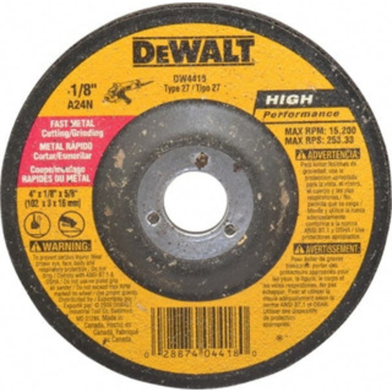 DeWALT 24 Grit, 4 Wheel Diam, 1/8 Wheel Thickness, 5/8 Arbor Hole, Type 27 Depressed Center Wheel Aluminum Oxide, R Hardness, 15,200 Max RPM, Compatible with Angle Grinder DW4418 – 80486228