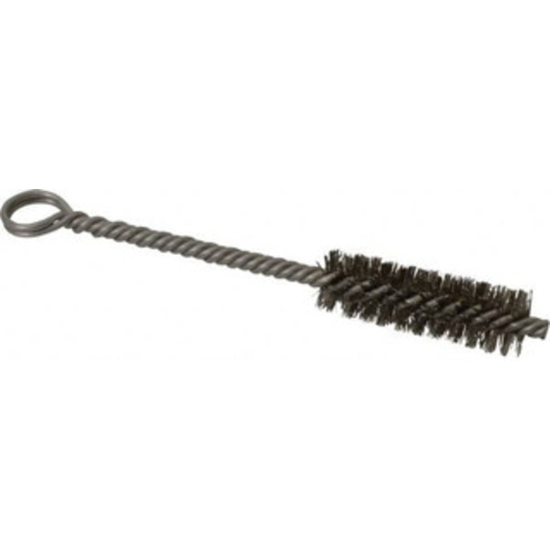 Made in USA 2 Long x 5/8 Diam Stainless Steel Twisted Wire Bristle Brush Double Spiral, 5-1/2 OAL, 0.008 Wire Diam, 0.142 Shank Diam 09-421006 – 03716420