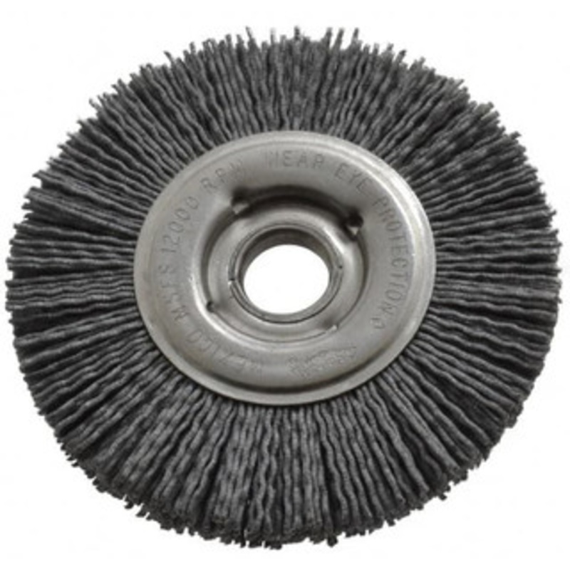 Osborn 4 OD, 5/8 Arbor Hole, Crimped Nylon Wheel Brush 5/8 Face Width, 3/4 Trim Length, 12,000 RPM 0002240500 – 06080956