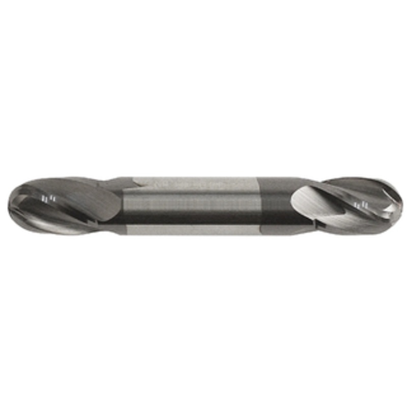 Rushmore USA 4 Flute Solid Carbide ALTiN Coated Ball Nose Double End Mill, 3/8 Size, 3/8 Shank Diameter, 9/16 Flute Length, 2-1/2 Overall Length