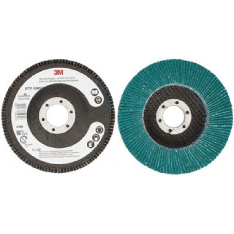 3M 4-1/2 80 Grit 7/8 Center Hole Type 27 Zirconia Alumina Flap Disc Medium Grade, Coated, Arbor Attachment, Cloth Backing, 13,300 RPM 7010308898 – 71369953