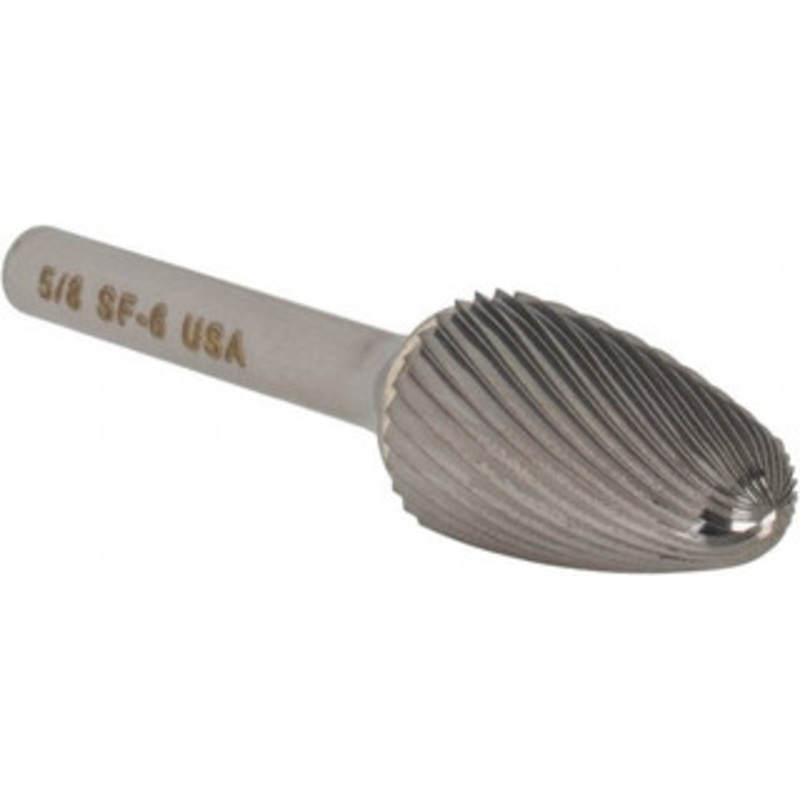 Atrax 5/8 Cut Diam, 1/4 Shank Diam, Carbide Single Cut Tree Burr with Radius Radius End, 2-3/4 OAL, 1 LOC SF-6SC-ATX – 85286466