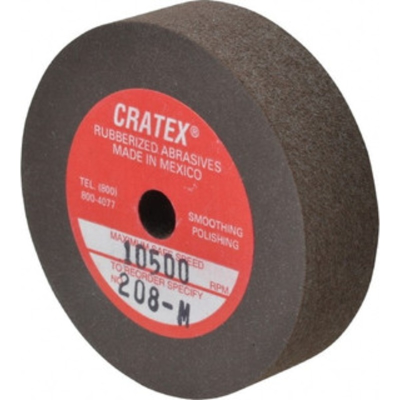 Cratex 2 Diam x 1/4 Hole x 1/2 Thick, Surface Grinding Wheel Silicon Carbide, Medium Grade, 10,500 Max RPM, Rubber Bond, No Recess 208M – 94030145