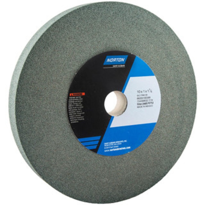 Norton 80 Grit Silicon Carbide Bench & Pedestal Grinding Wheel 10 Diam x 1-1/4 Hole x 1 Thick, 2485 Max RPM, Medium Grade 66253160366 – 75942417