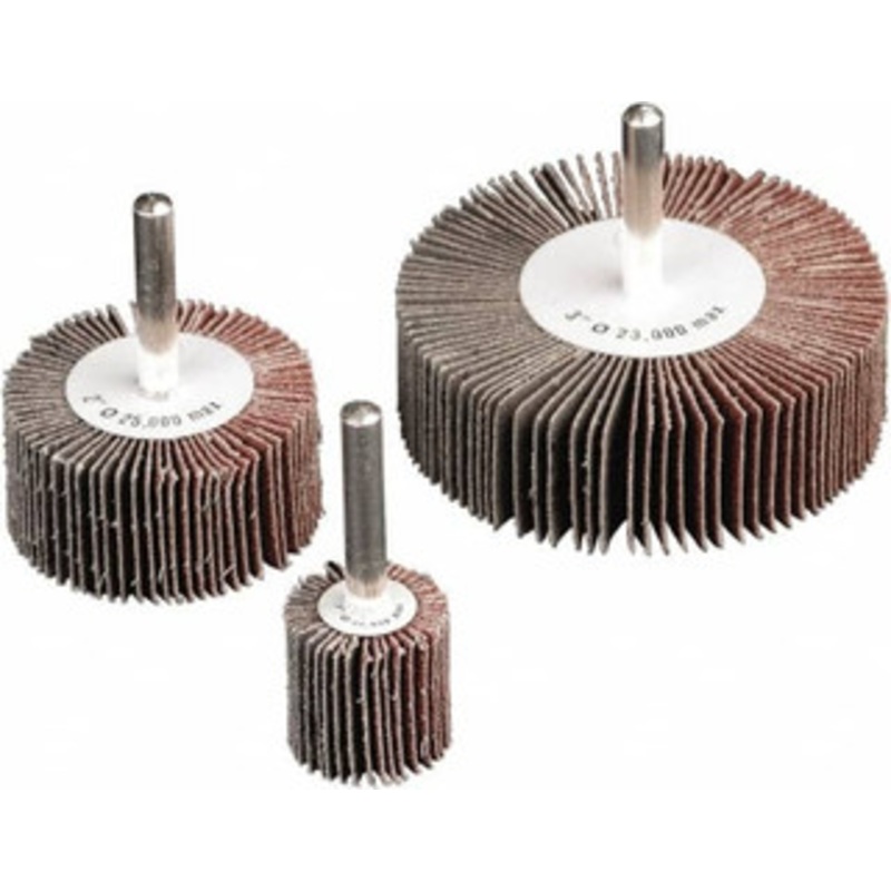 CGW Abrasives 5/8 Diam x 5/8 Face Width, Medium Aluminum Oxide Coated Mounted Flap Wheel 1/4 Shank Mount, 60 Grit, X Weighted Cloth Backing, 38,000 Max RPM 70211 – 32661399