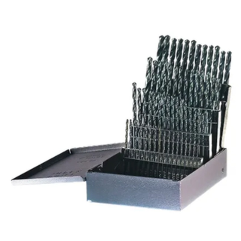 DRILLCO 60 Piece Black Oxide High Speed Steel Jobbers Length Drill Set, #1 to #60 Size Range – 200A60