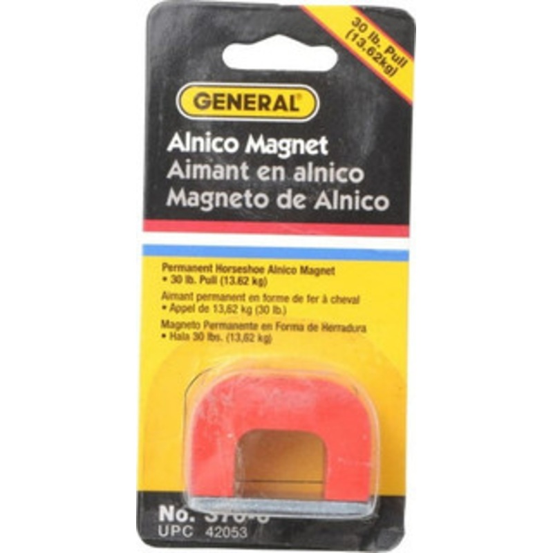 General 1 Hole, 3/16 Hole Diam, 1-3/4 Overall Width, 1-1/8 Deep, 1-1/8 High, 30 Lb Average Pull Force, Alnico Power Magnets 5/16 Pole Width 370-6 – 02473619