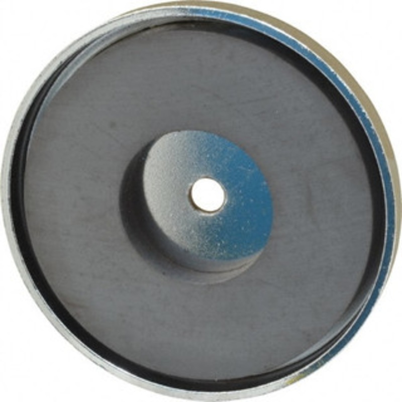 Mag-Mate 140 Lb Max Pull Force, 7/16 Overall Height, 3.18 Diam, Ceramic Cup Magnet Through Hole Style, Chrome Plated MX3000 – 81745523