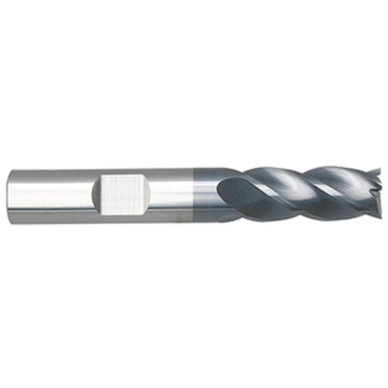 Niagara Cutter 4 Flute Stabilizer AlTiN Coated Carbide Square Corner Single End Mill, 3/8 Size & Shank Diameter, 3/8 Length of Cut, 2 Overall Length