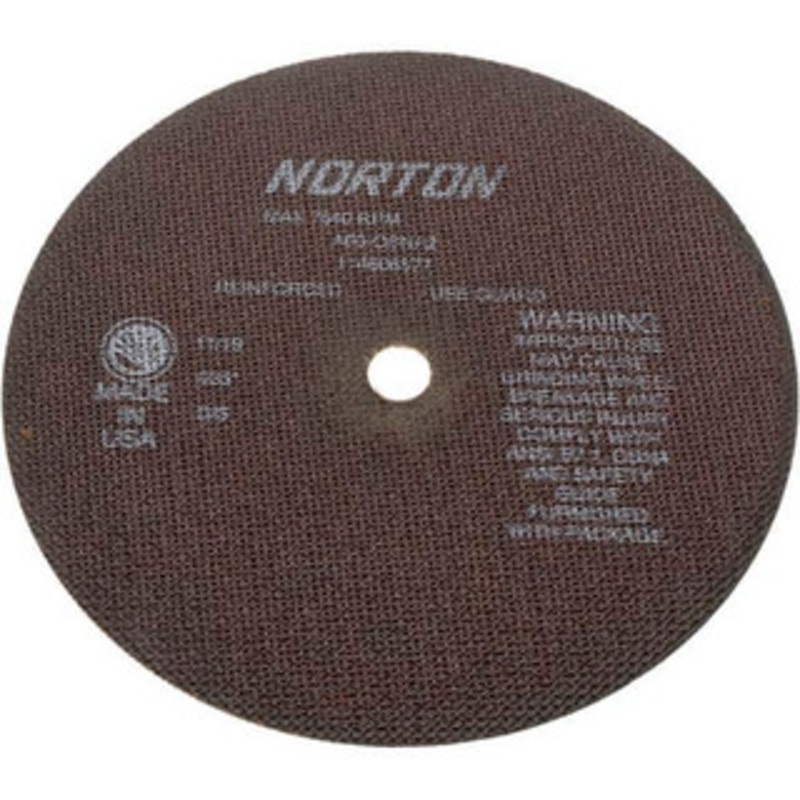 Norton 8 x 0.035, 5/8 Hole 60 Grit Aluminum Oxide Cutoff Wheel Medium Grade, Reinforced, 7,640 Max RPM, Use with Circular Saws 66253042979 – 01350933