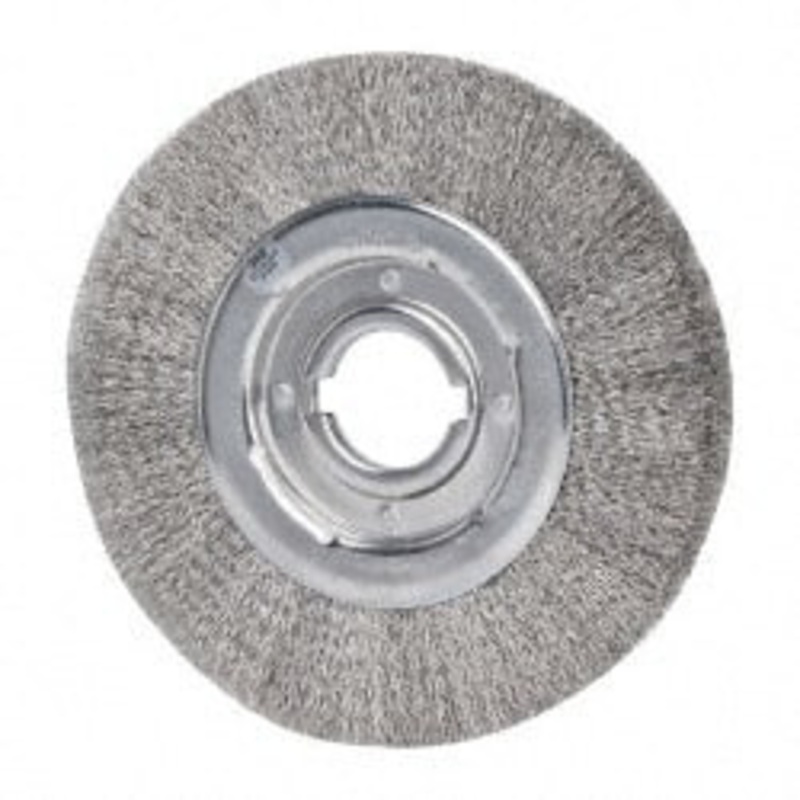 Weiler Abrasives 10 OD, 2 Arbor Hole, Crimped Stainless Steel Wheel Brush 1-1/8 Face Width, 2 Trim Length, 0.0118 Filament Diam, 3,600 RPM 06530 – 75844993