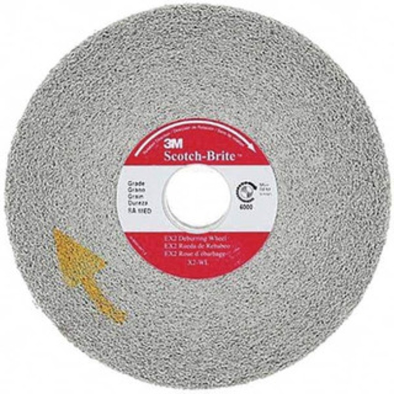 3M 12 Diam, 1-1/2 Face Width, 5 Center Hole, Fine Grade, Silicon Carbide Deburring Wheel Convolute, Hard Density 8 Grade, 3,000 RPM 7100159574 – 09831686