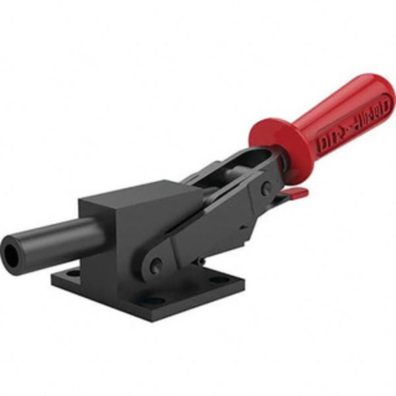 Destaco 5,800.07 Lb Load Capacity, Flanged Base, Carbon Steel, Standard Straight Line Action Clamp 4 Mounting Holes, 0.41 Mounting Hole Diam, 1.38 Plunger Diam, Straight Handle 5130-MR – 44002970