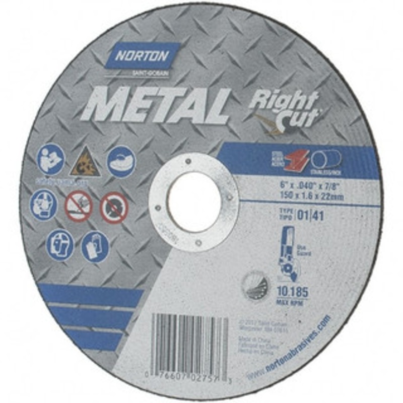 Norton 6 x 0.04, 7/8 Hole Aluminum Oxide Cutoff Wheel Reinforced, Use with Angle Grinders 07660702757 – 06049639