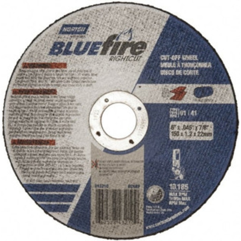 Norton 6 x 1/16, 7/8 Hole 36 Grit Zirconia Alumina Cutoff Wheel Medium Grade, 10,185 Max RPM, Use with Angle Grinders 66252843210 – 59963173