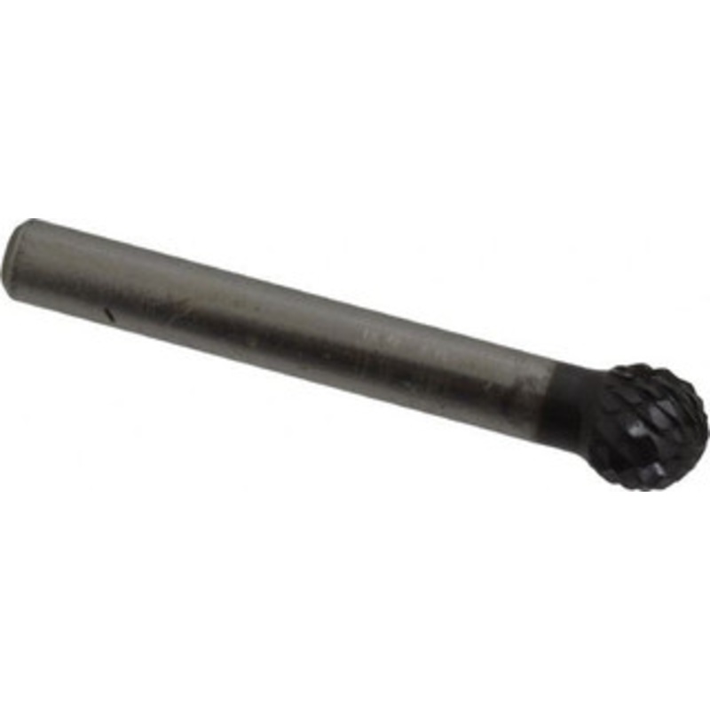SGSPRO 3/8 Cut Diam, 1/4 Shank Diam, Carbide Double Cut Ball Burr Radius End, 2-1/16 OAL, 5/16 LOC, Titanium Aluminum Nitride Finish 10314 – 66741869