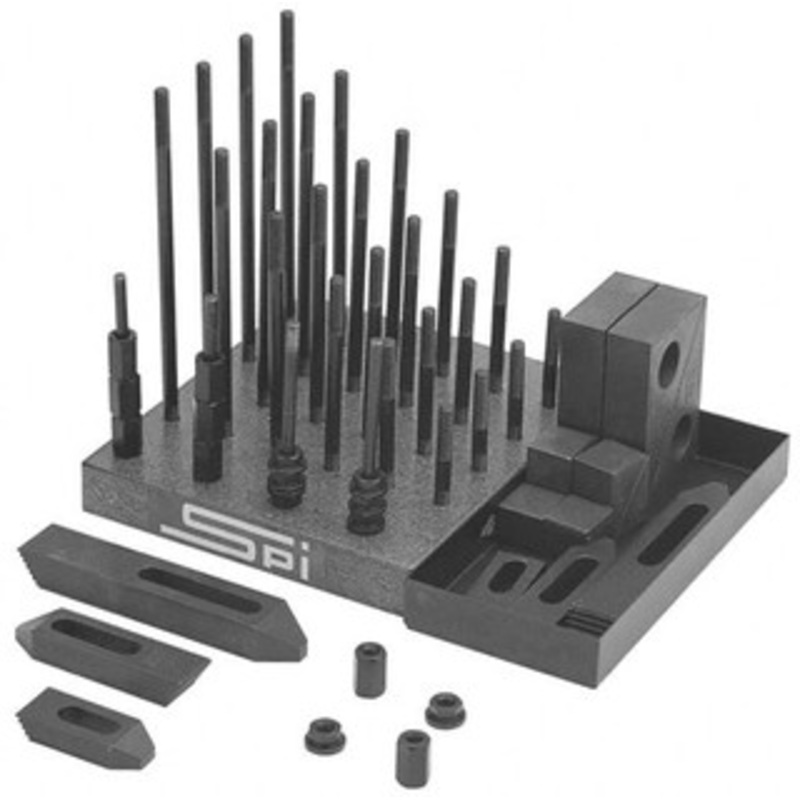 TE-CO 53 Piece Fixturing Step Block & Clamp Set with 5/16 T-Slot, 5/16-18 Stud Thread 3, 4, 5, 6, 7 & 8 Stud Lengths 12105 – 00674721