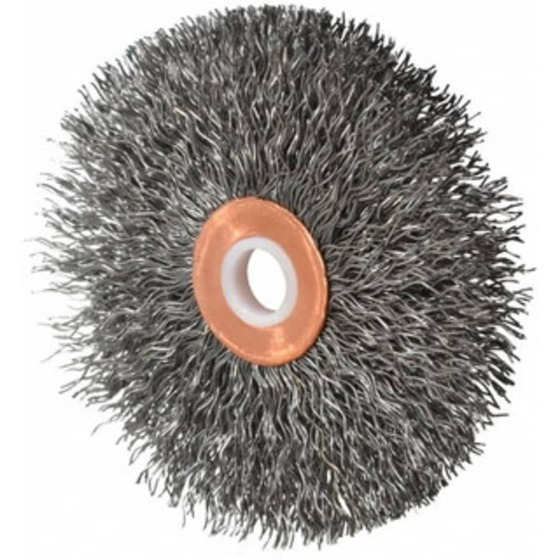 Weiler Abrasives 3 OD, 1/2 Arbor Hole, Crimped Steel Wheel Brush 5/8 Face Width, 1 Trim Length, 0.014 Filament Diam, 20,000 RPM 15573 – 75849422