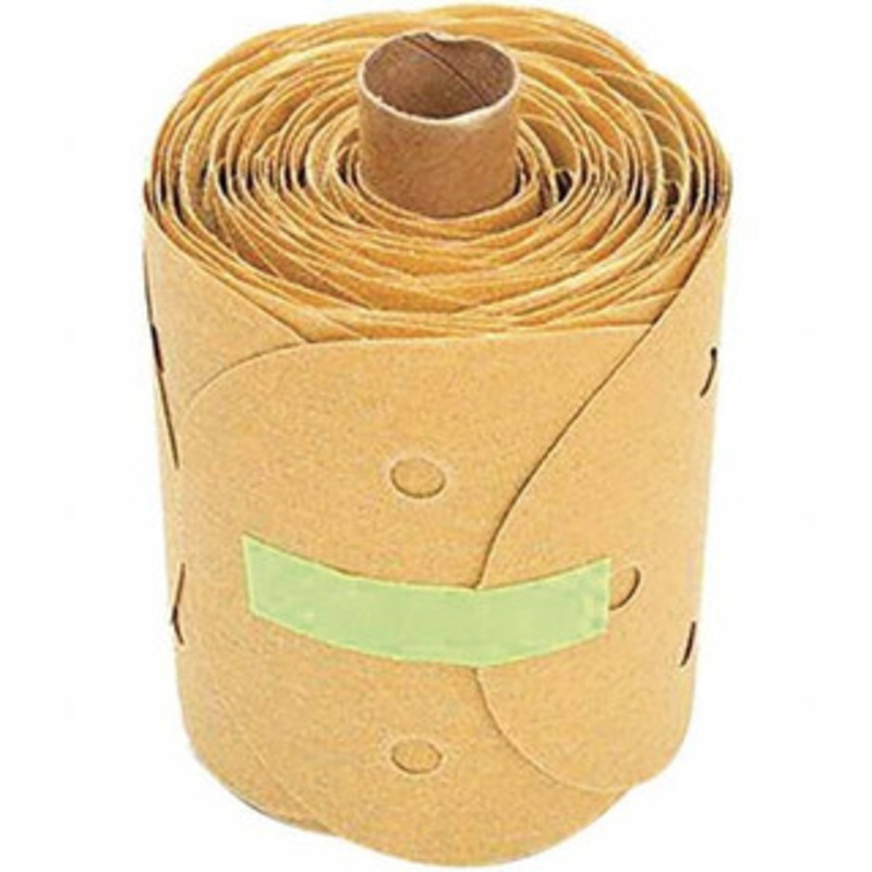 3M 5 Diam, 100 Grit FEPA, Aluminum Oxide Adhesive PSA Disc Fine Grade, Gold, A Weighted Backing, Flexible, Use with Random Orbital Sanders 7010360069 – 01209527