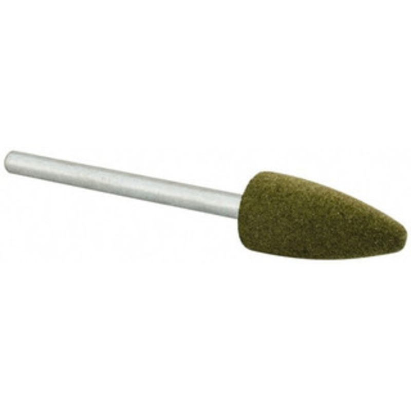 Cratex 3/8 Max Diam x 3/4 Thick, Shape Code B52, Rubberized Point Fine Grade, Aluminum Oxide, Mounted 75331 – 08950628